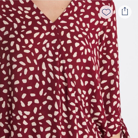 West Kei Allan Surplice Tie Sleeve High Low Blouse, Size M, Rust/Burgundy - Picture 4 of 13